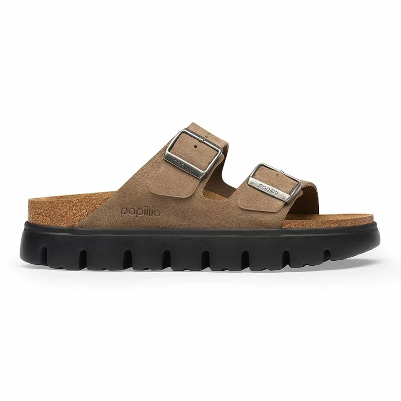 Birkenstock Arizona Chunky Sandal – Gray Taupe Nubuck Leather – Women's