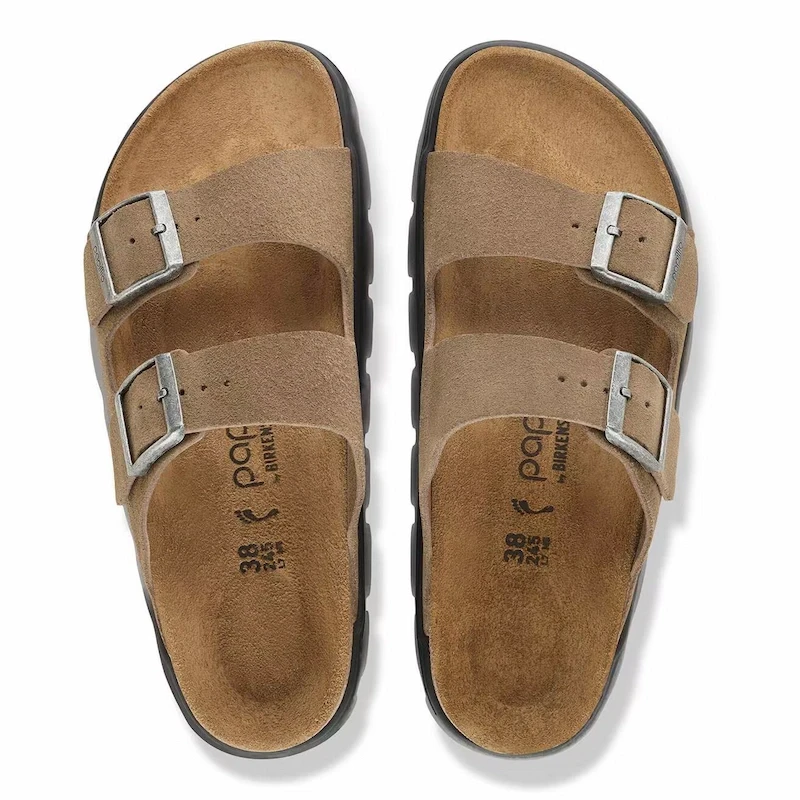 Birkenstock Arizona Chunky Sandal – Gray Taupe Nubuck Leather – Women's