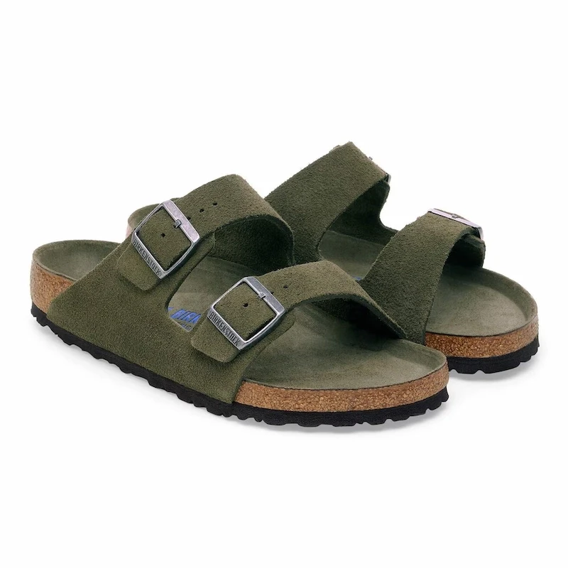 Birkenstock Arizona Soft Footbed Sandal – Thyme Tonal FB Suede Leather – Unisex