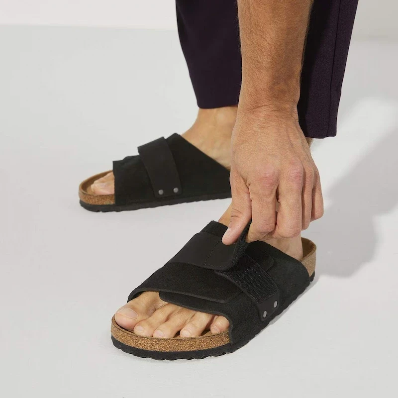 Birkenstock Kyoto Sandal – Black Nubuck-Suede Leather – Unisex