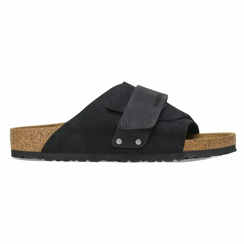 Birkenstock Kyoto Sandal – Black Nubuck-Suede Leather – Unisex