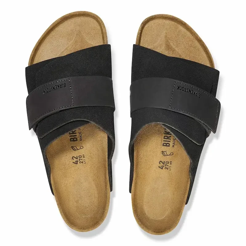 Birkenstock Kyoto Sandal – Black Nubuck-Suede Leather – Unisex