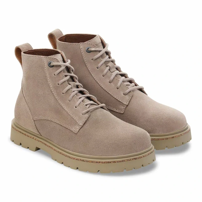 Birkenstock Highwood Lace Mid Boot – Taupe Suede Leather – Men's