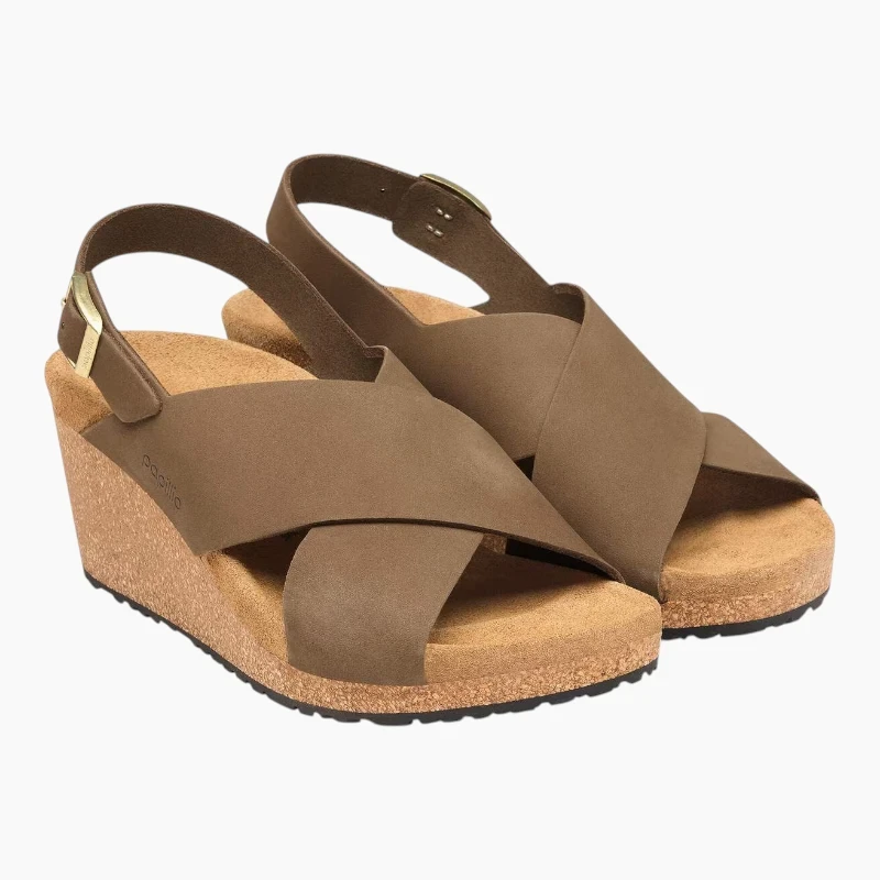 Birkenstock Samira Sandal – Dark Tea Nubuck Leather – Women's