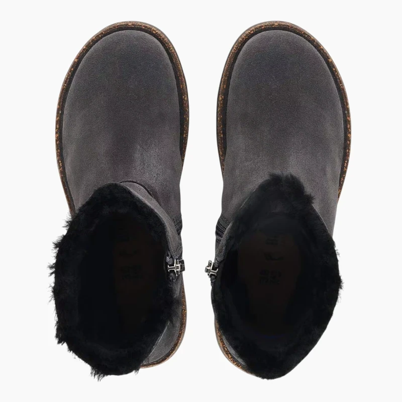 Birkenstock Uppsala Zip Shearling – Charcoal Suede Leather – Women's
