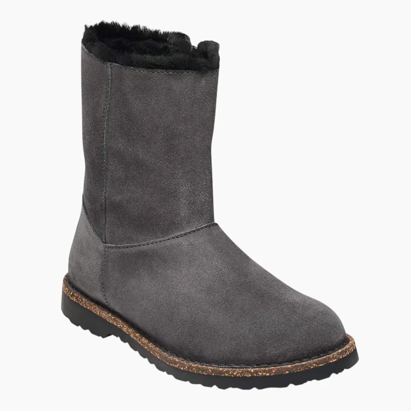Birkenstock Uppsala Zip Shearling – Charcoal Suede Leather – Women's