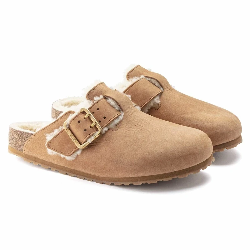 Birkenstock Boston Bold Shearling Clog – Cognac Nubuck Leather – Men's