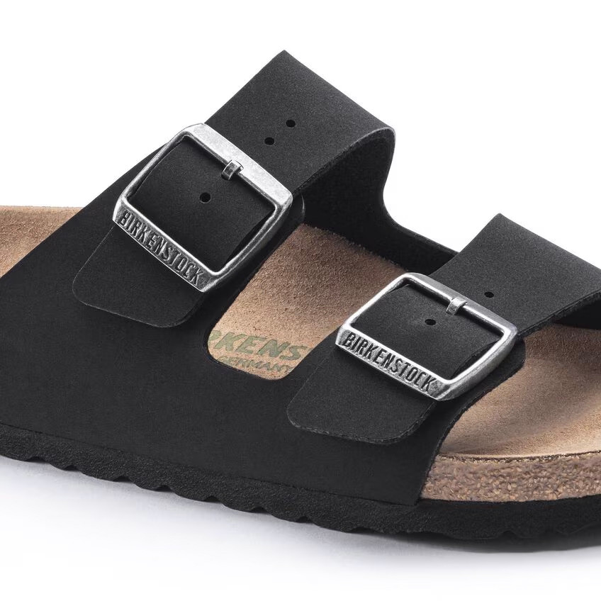 Birkenstock Arizona Vegan Birkibuc Black Sandals | Unisex - Simply