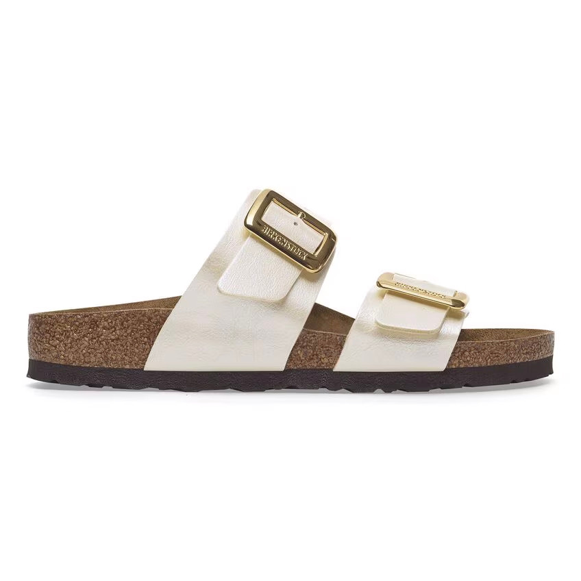 Birkenstock Women's Sydney Luxe Buckle Birko-Flor Graceful Pearl White Sandal