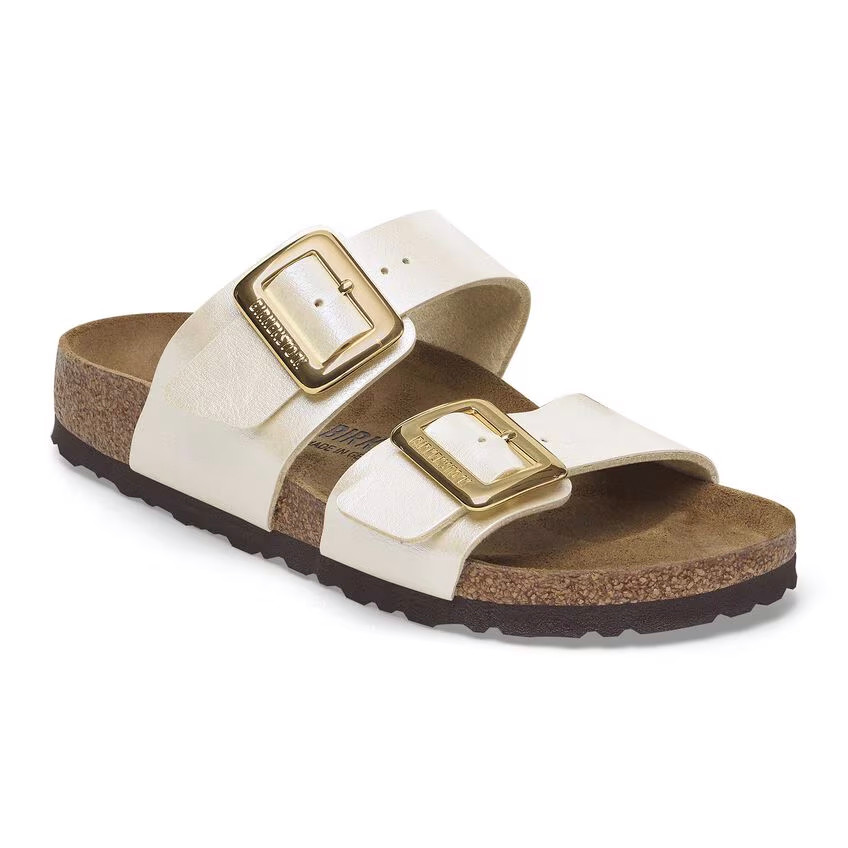 Birkenstock Women's Sydney Luxe Buckle Birko-Flor Graceful Pearl White Sandal