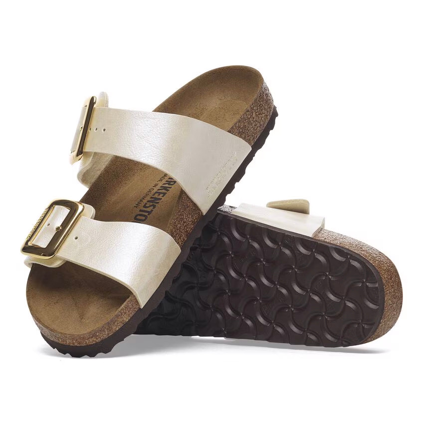 Birkenstock Women's Sydney Luxe Buckle Birko-Flor Graceful Pearl White Sandal