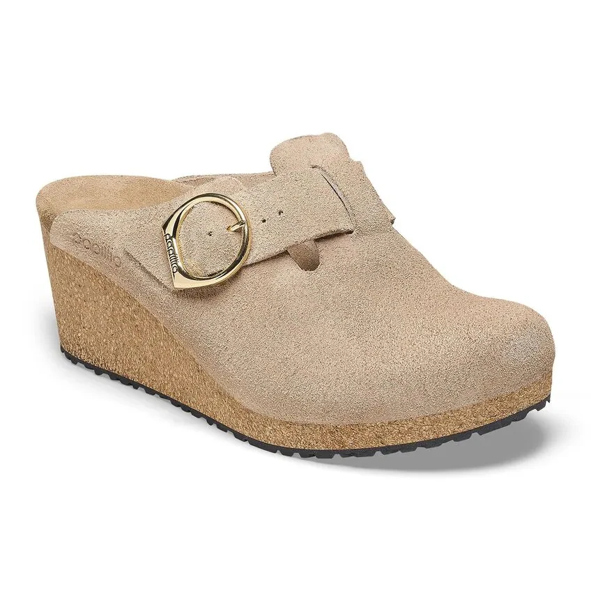 Birkenstock Fanny Ring-Buckle Clog – Warm Sand Suede Leather – Women’s