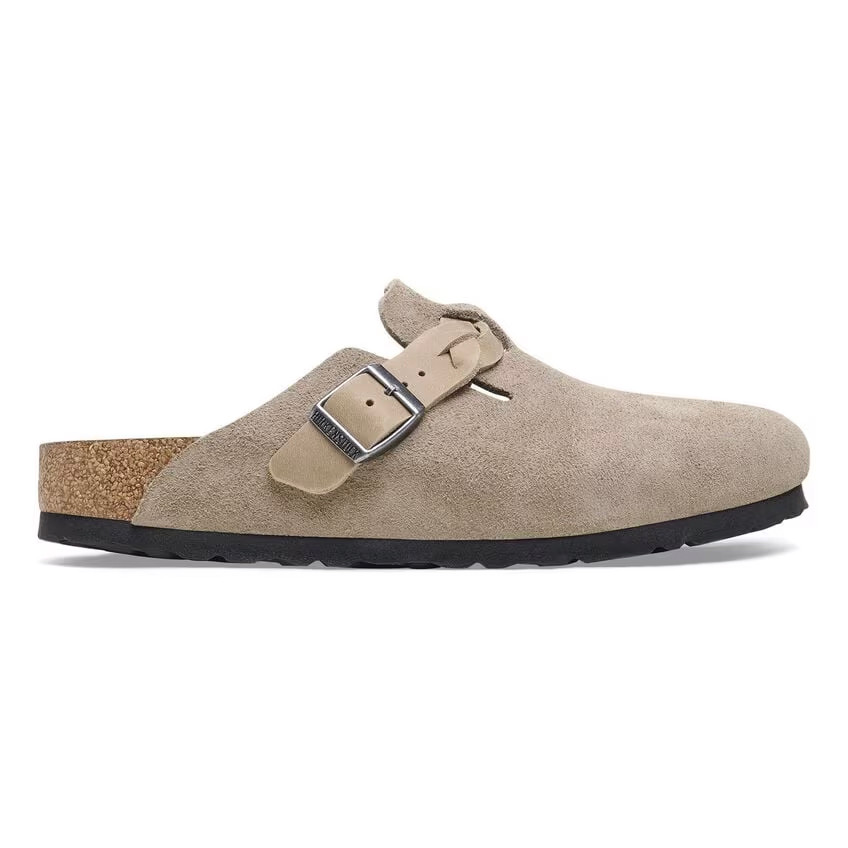 Birkenstock Boston Braided Clog – Taupe Suede Leather – Women’s
