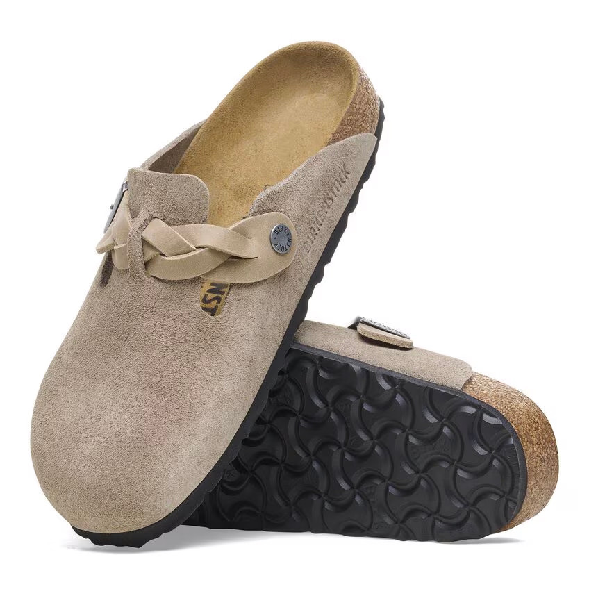 Birkenstock Boston Braided Clog – Taupe Suede Leather – Women’s