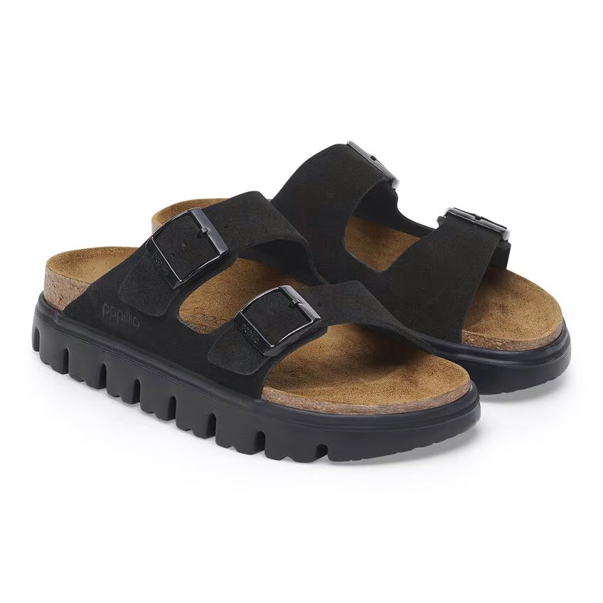 Birkenstock Arizona Sandal – Chunky Black Suede Leather – Women’s