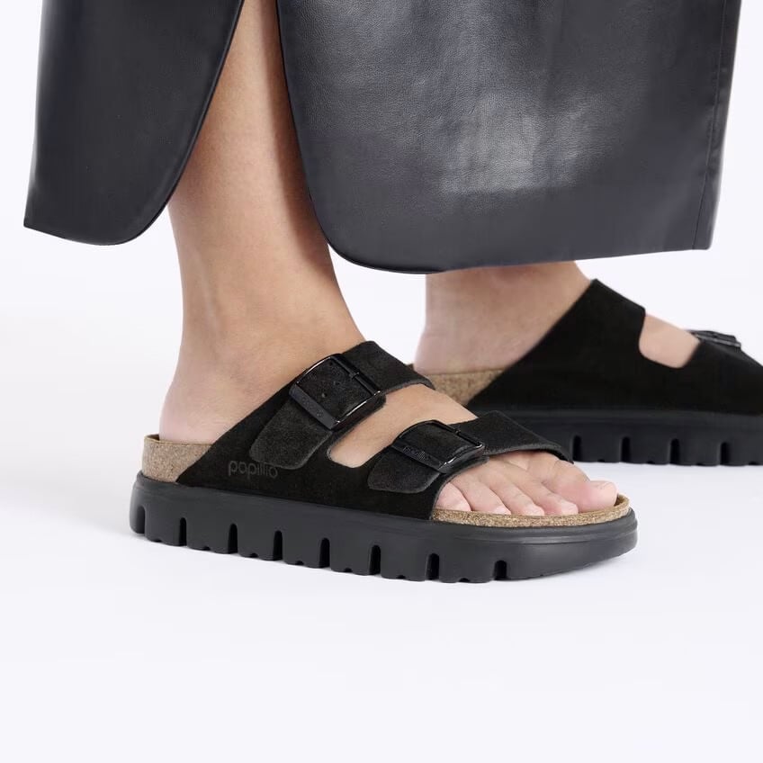 Birkenstock Arizona Sandal – Chunky Black Suede Leather – Women’s