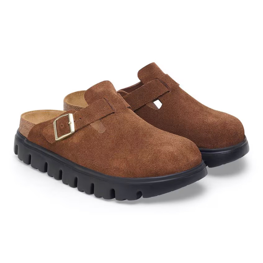 Birkenstock Women's Boston Chunky Dark Tea Suede Leather Clog