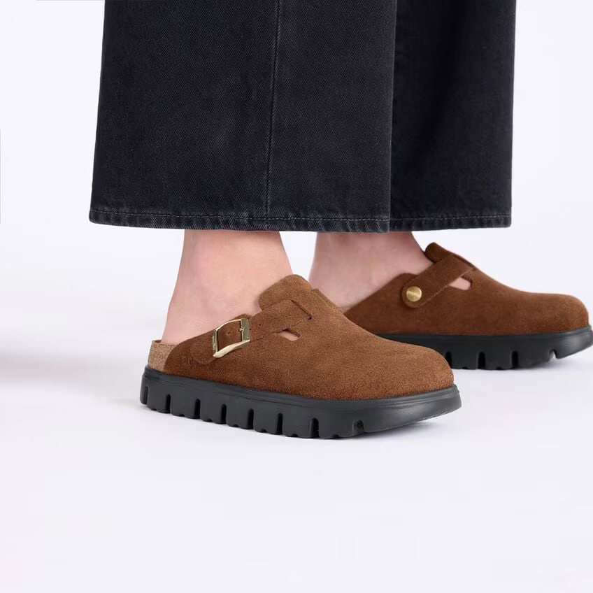 Birkenstock Women's Boston Chunky Dark Tea Suede Leather Clog