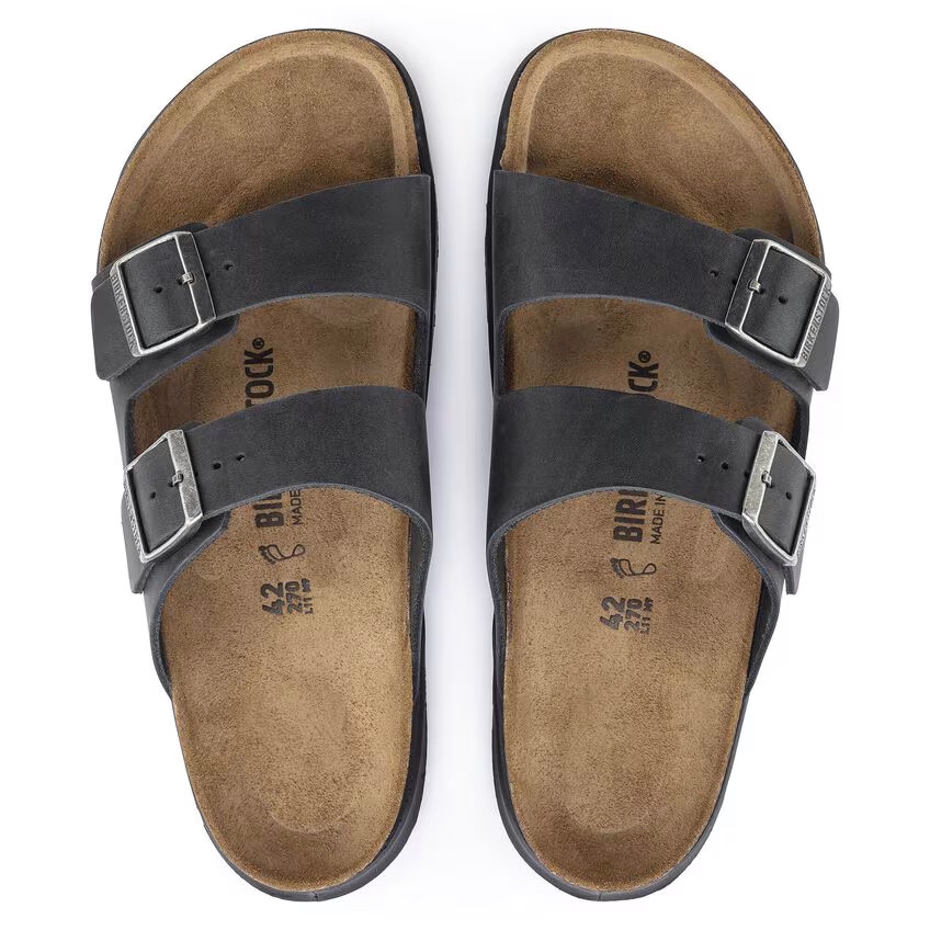 BIRKENSTOCK サンダル 42 270 ブラック Birkenstock Arizona Rugged Black Oiled Leather Sandal | Men's
