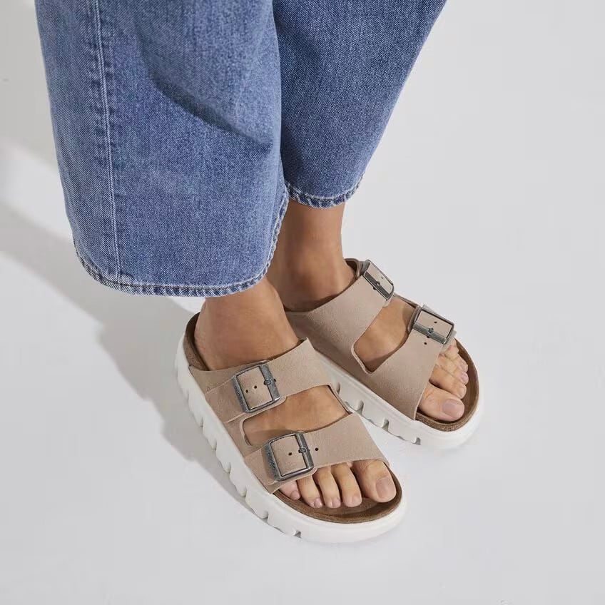 Birkenstock Arizona Sandal – Chunky Warm Sand Suede – Women’s