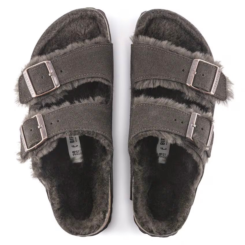 Birkenstock Arizona Shearling Sandal – Mocha Suede Leather – Unisex
