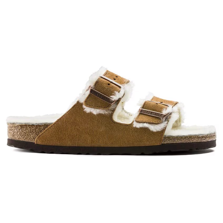 Birkenstock Arizona Shearling Sandal – Mink Suede Leather – Unisex