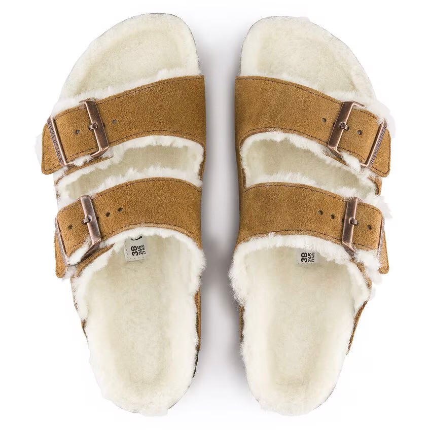 Birkenstock Arizona Shearling Sandal – Mink Suede Leather – Unisex