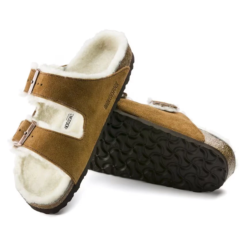 Birkenstock Arizona Shearling Sandal – Mink Suede Leather – Unisex