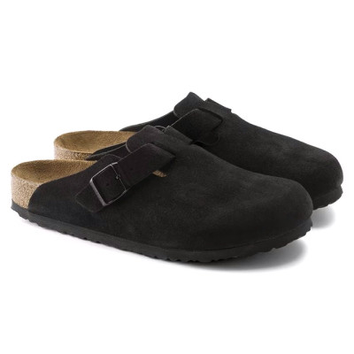 Birkenstock Boston Soft Footbed Clog – Black Suede – Unisex