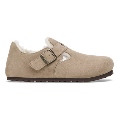 Birkenstock Women's London Shearling Taupe Suede Leather Shoe