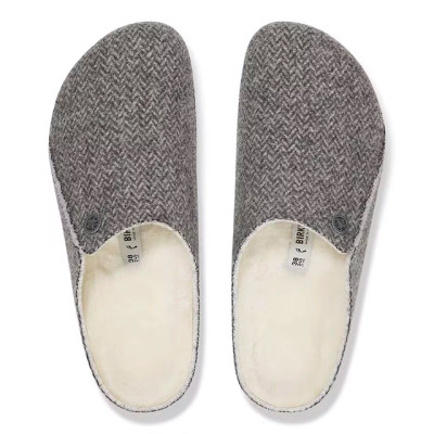 Birkenstock Unisex Zermatt Wool Shearling Herringbone Gray Clog