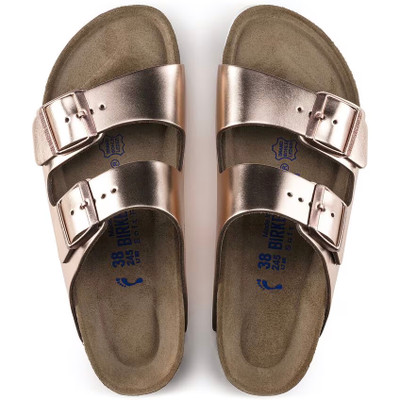Birkenstock Women's Arizona Soft Footbed Metallic Copper Leather Sandal