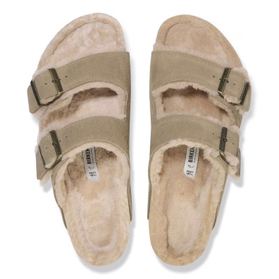 Birkenstock Unisex Arizona Shearling Taupe Suede leather Sandal