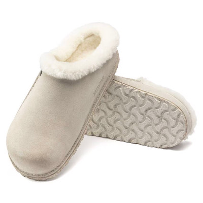 Birkenstock Women's Zermatt Shearling Antique White Suede Leather Clog