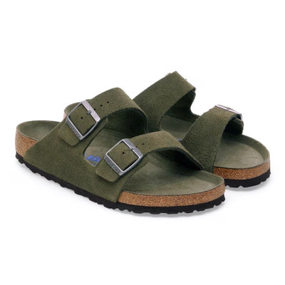 Birkenstock Men's Arizona Soft Footbed Thyme Tonal Suede Leather Sandal