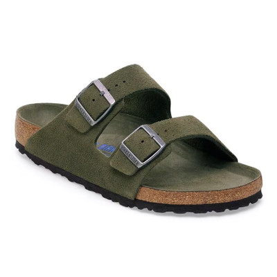 Birkenstock Men's Arizona Soft Footbed Thyme Tonal Suede Leather Sandal