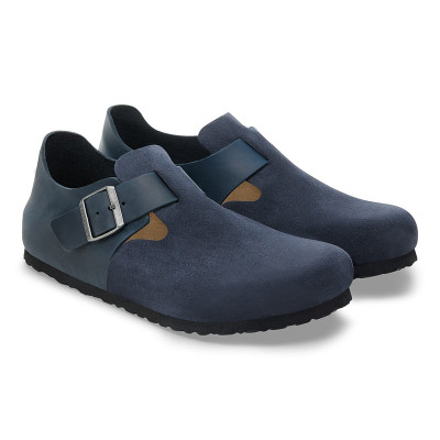 Birkenstock Men's London New Navy Suede Oiled Leather Shoe Birkenstock Men's London New Navy Suede Oiled Leather Shoe