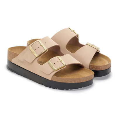 Birkenstock Arizona Sandal – Platform Sandcastle Nubuck Leather – Women’s