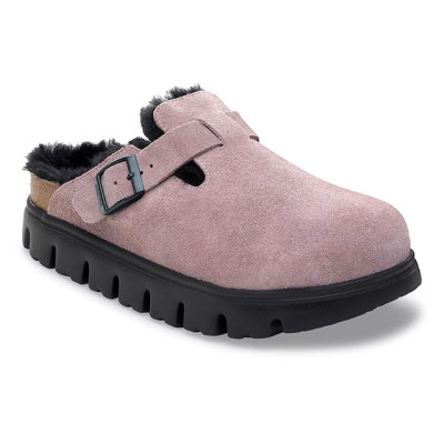 Birkenstock Boston Clog – Chunky Shearling Faded Purple Suede – Women’s