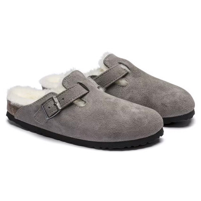 Birkenstock Boston Clog – Shearling Stone Coin Suede Leather – Women’s