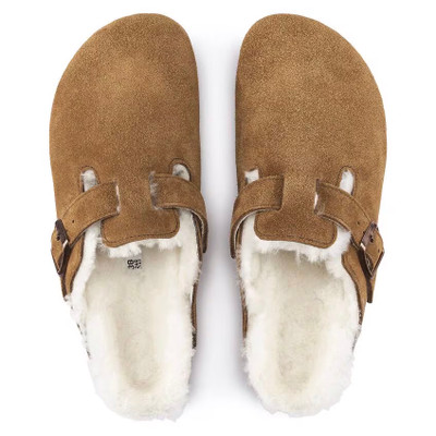 Birkenstock Women's Boston Shearling Mink Suede Leather Clog Birkenstock Women's Boston Shearling Mink Suede Leather Clog