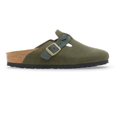 Birkenstock Women's Boston Braid Thyme Suede Leather Clog