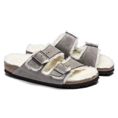 Birkenstock Unisex Arizona Shearling Stone Coin Suede Leather Sandal