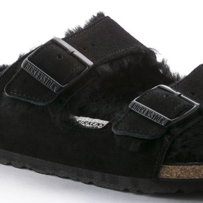 Birkenstock Unisex Arizona Sandal Shearling Black Suede leather Clog