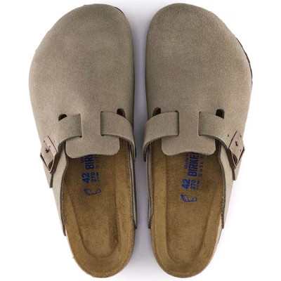 Birkenstock Unisex Boston Soft Footbed Taupe Suede Leather Clog
