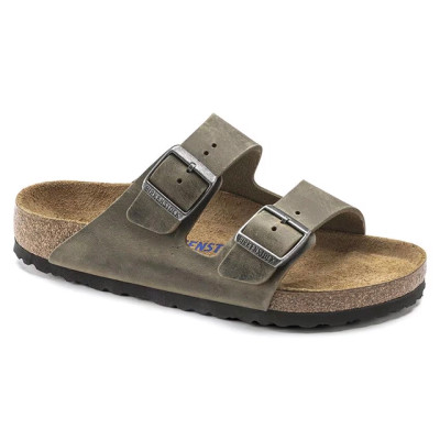 Birkenstock Arizona Soft Footbed Sandal – Faded Khaki Oiled Leather – Men’s
