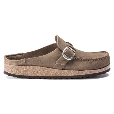 Birkenstock Buckley Clog – Gray Taupe Suede Leather – Women’s