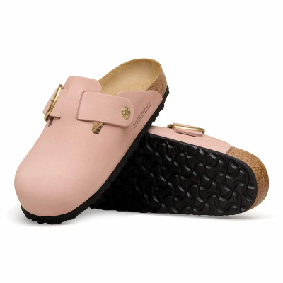 Birkenstock Boston Big Buckle Clog – Nubuck Leather Soft Pink – Women’s
