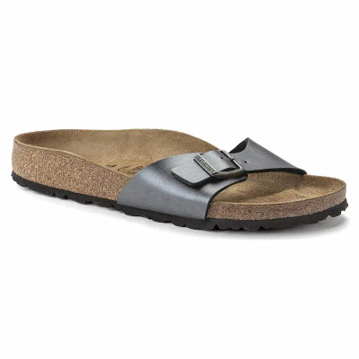 Birkenstock Madrid Sandal - Metallic Black Birko Flor - Women's