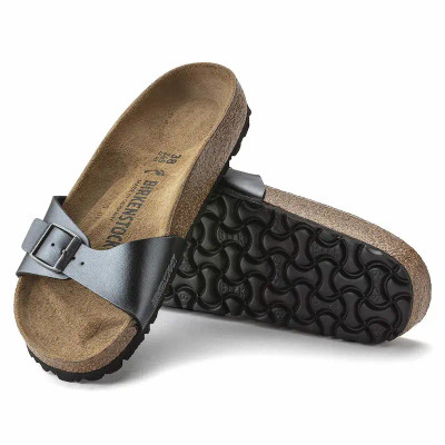 Birkenstock Madrid Sandal - Metallic Black Birko Flor - Women's